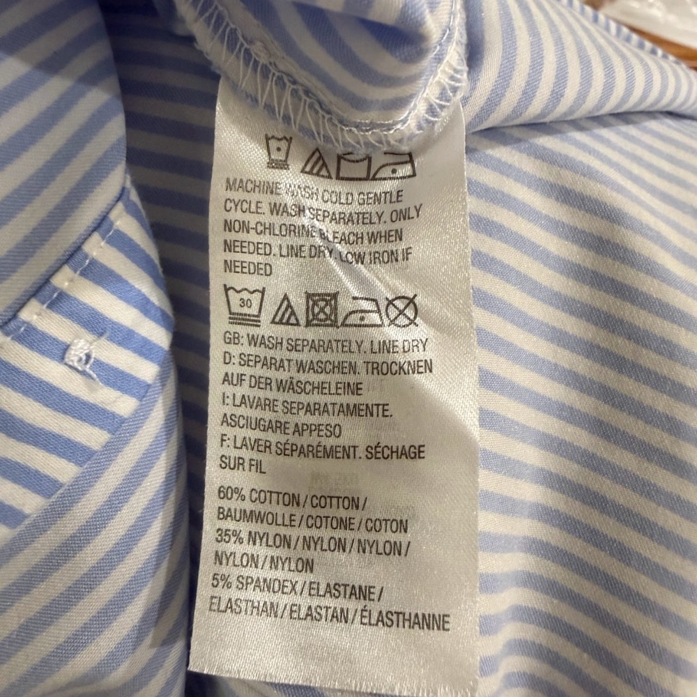 Linea by Louis Dell’Olio Blue White Striped Bell Sleeves Button Up Shirt Size 8 - Picture 6 of 7